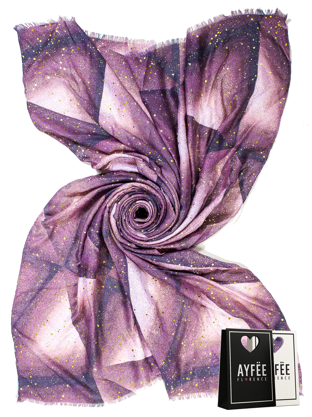 STOLA ABSTRACT CON GLITTER, 100%VI, MADE IN PRC          - DUSTY PINK